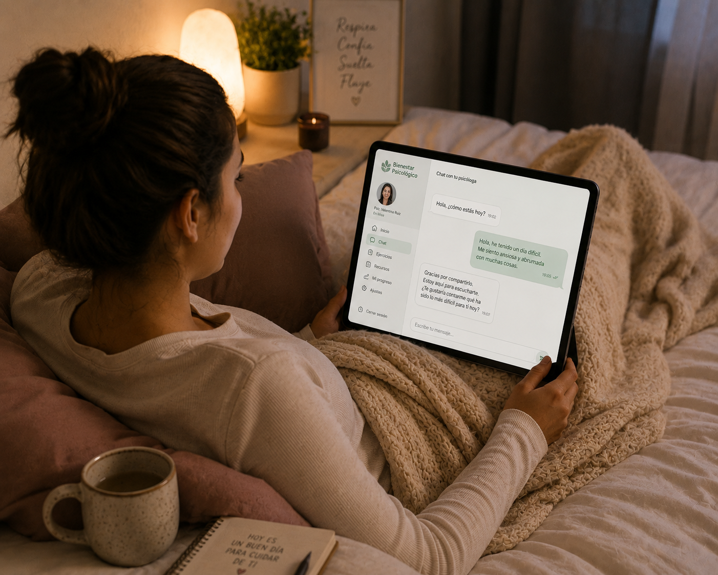 Chat terapéutico desde la cama